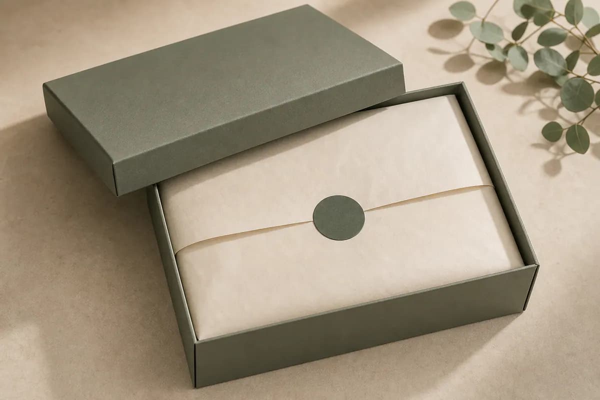 Rigid box with tissue finish